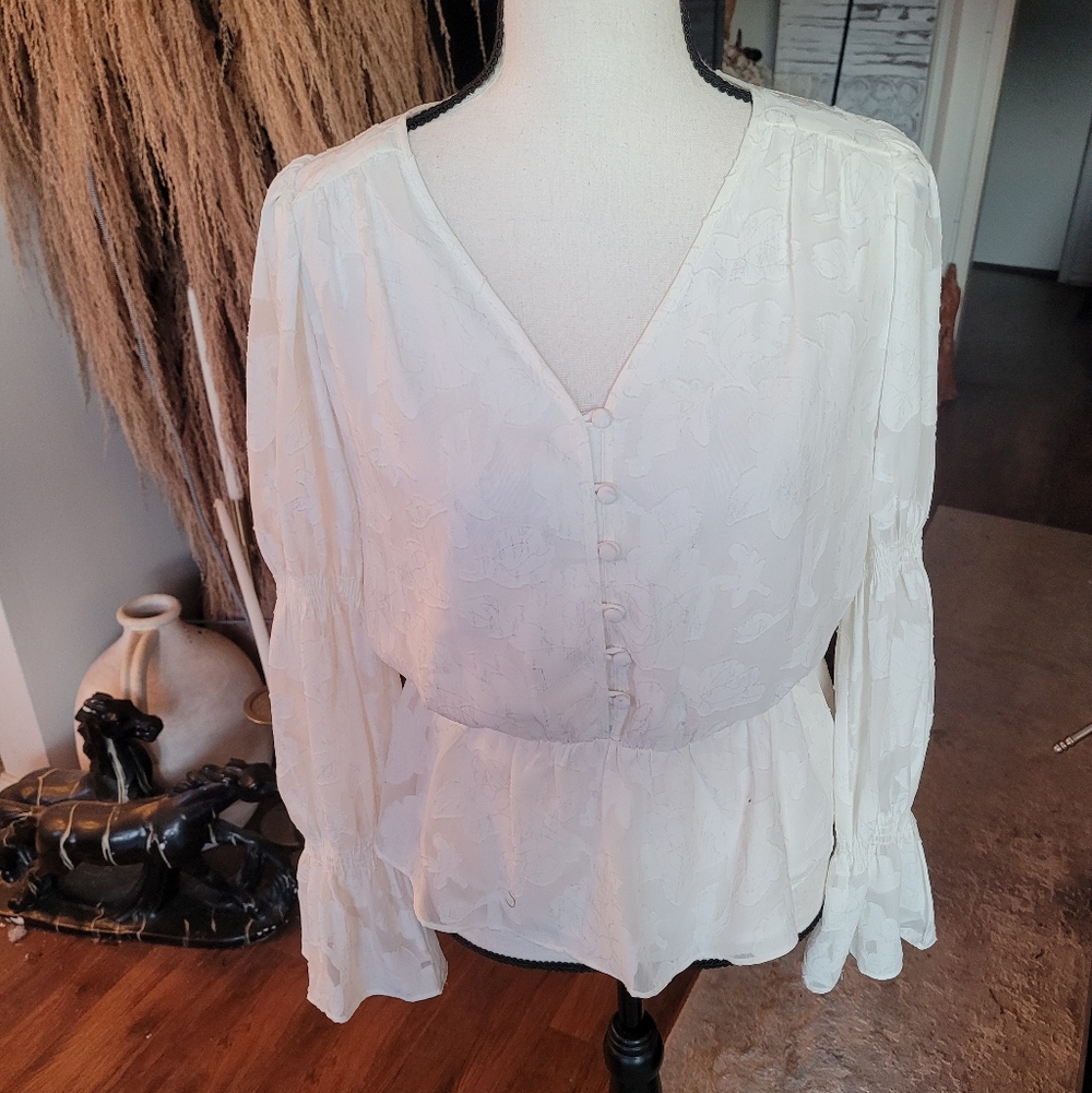 Elizabeth and James Cream Button-Down Blouse